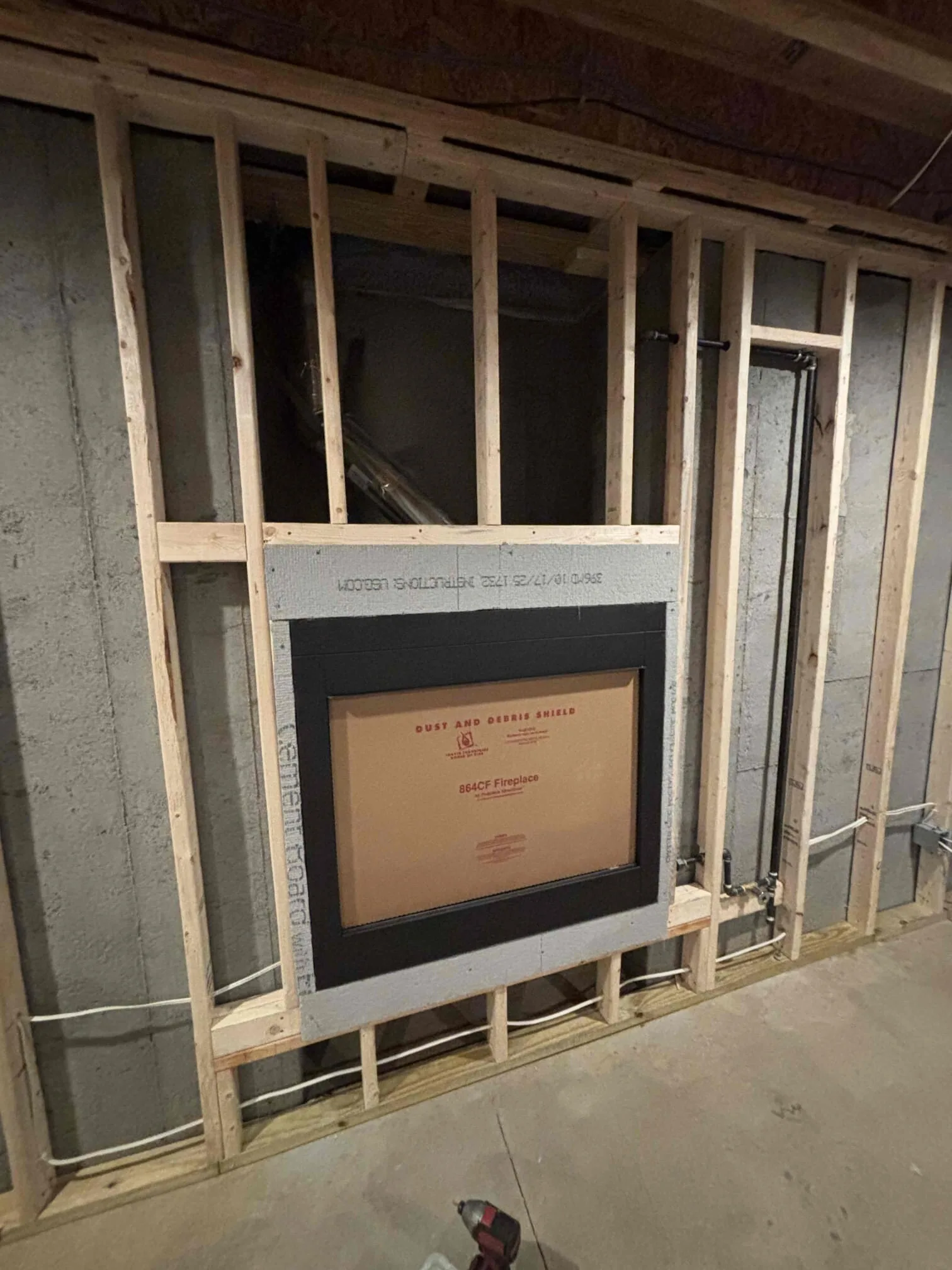 New fireplace installation in a framed-out wall in Lexington, KY