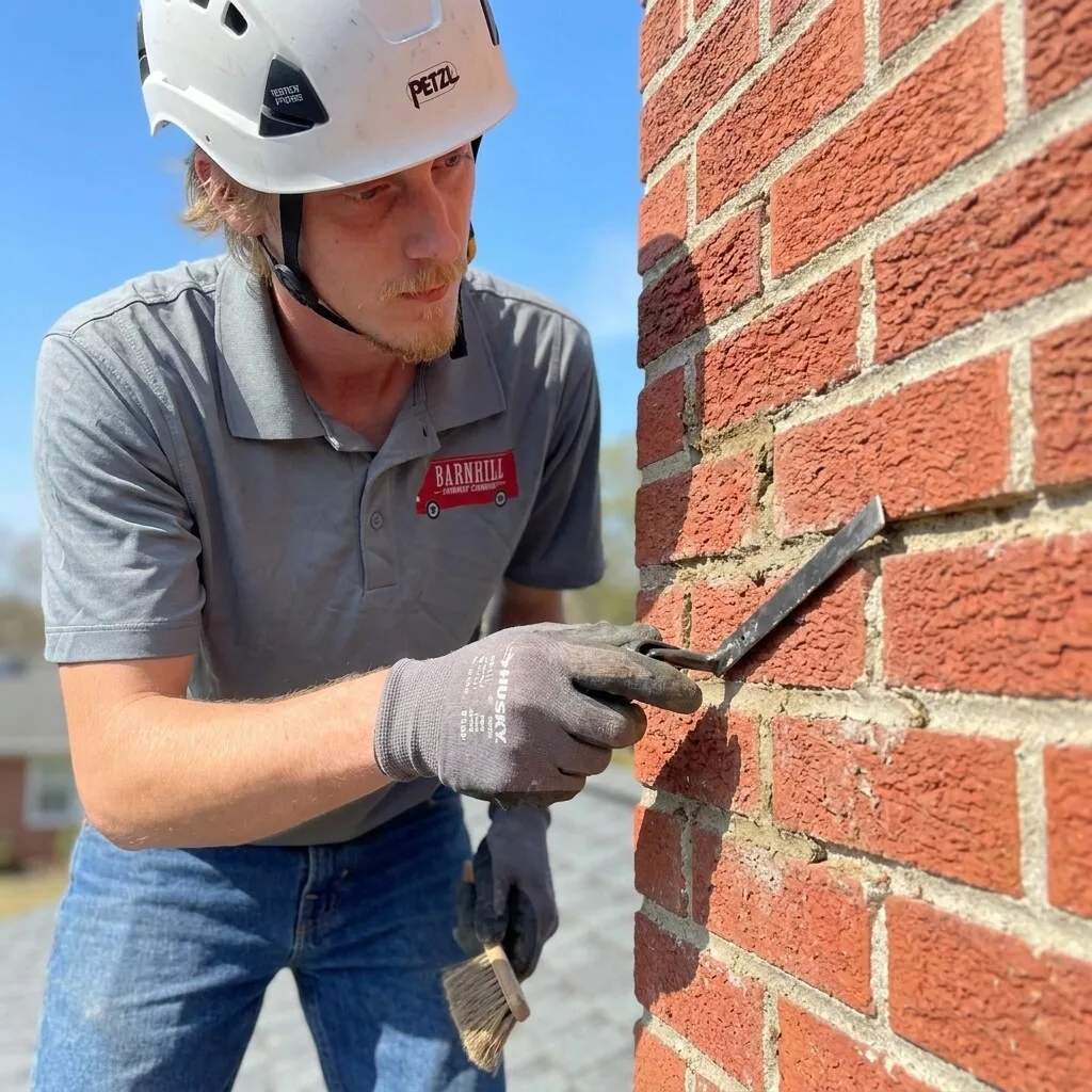 Barnhill technician performing brick masonry repair in Lexington, KY